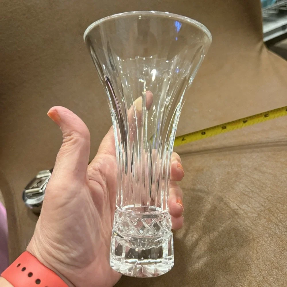 Vintage Lead Crystal Trumpet Bud Vase 7